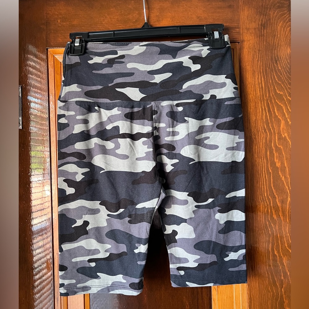 Gray and Black Camouflage Bike Shorts